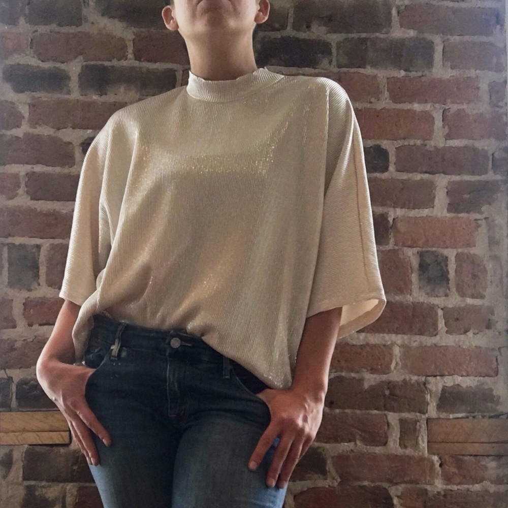 Noisy May Gold Shimmer Cocoon Top Size Large